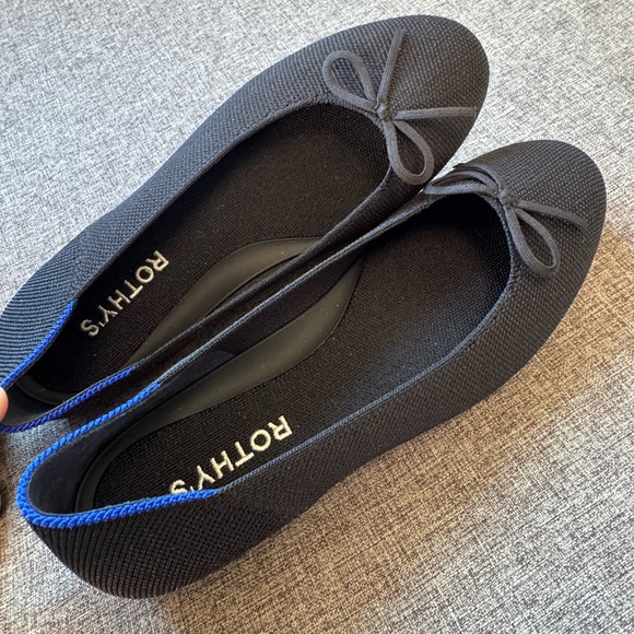 NWOT Rothy’s The Ballet Flat Black Knit Bow Flats Shoes - Picture 3 of 9